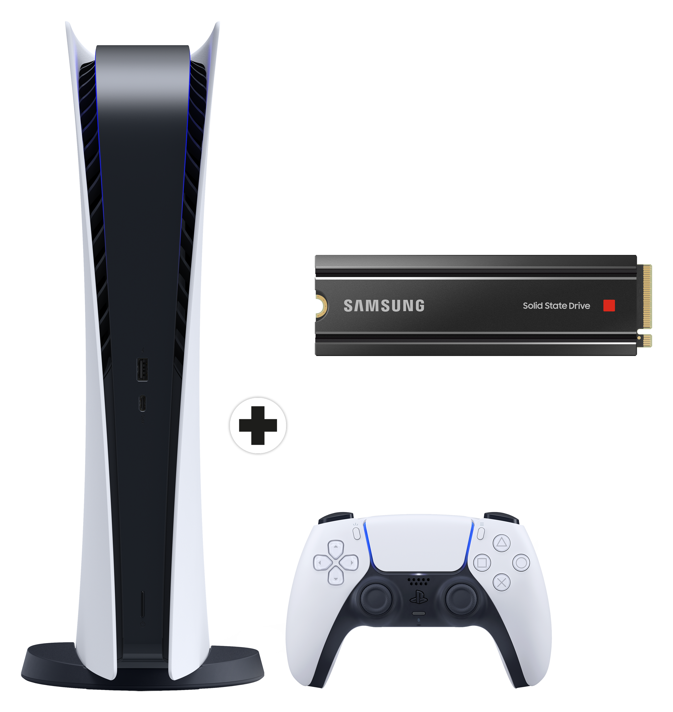 SONY PlayStation 5 Digital Edition + 980 PRO NVMe M.2 SSD 1TB Heatsink Spielekonsole + Festplatte