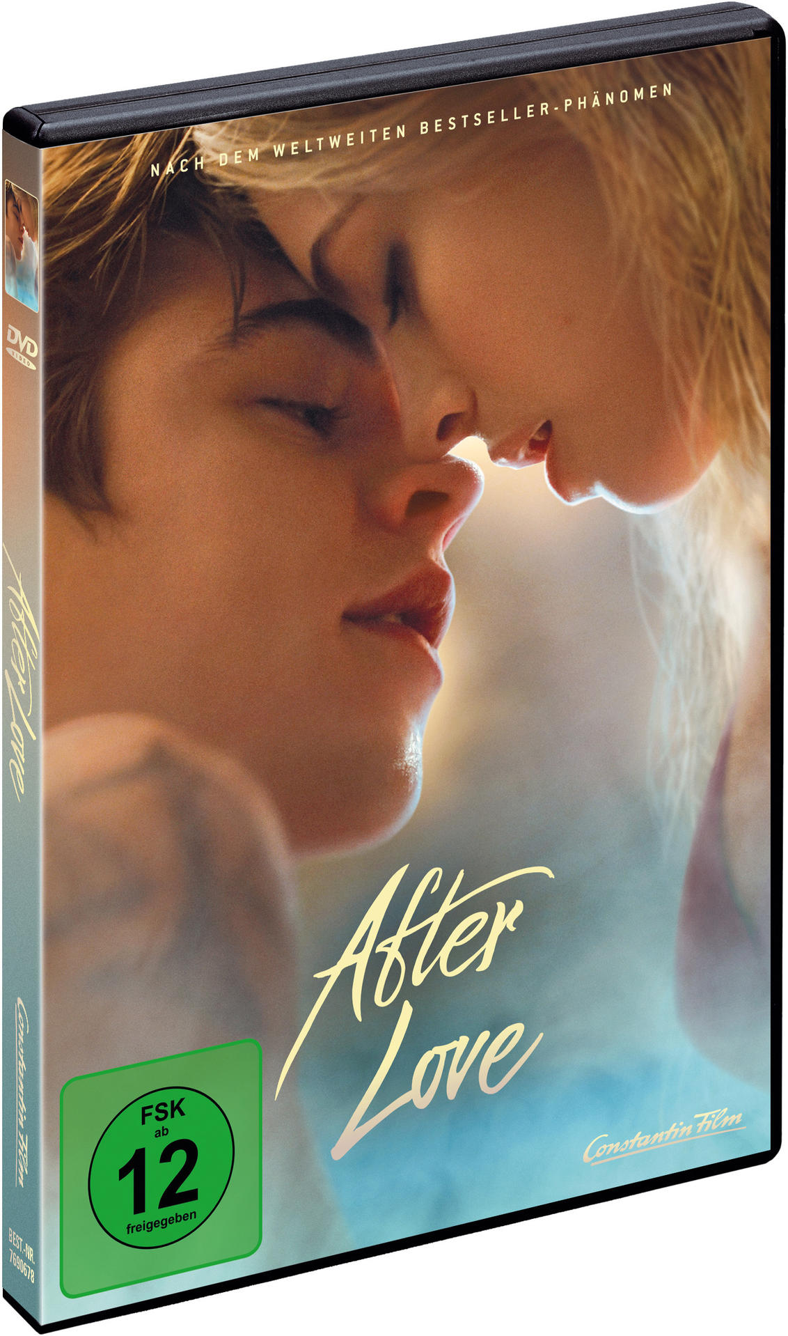DVD-Hülle mit dem Filmtitel 'After Love', zwei sich küssende Gesichter.