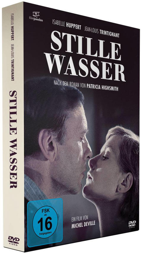 DVD-Cover mit einem Mann und einer Frau, die sich küssen, mit dem Titel „Stille Wasser“.