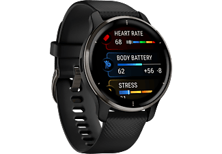 GARMIN Venu 2 Plus - GPS-Smartwatch (125 - 190 mm, Silikon, Schwarz/Schiefergrau)