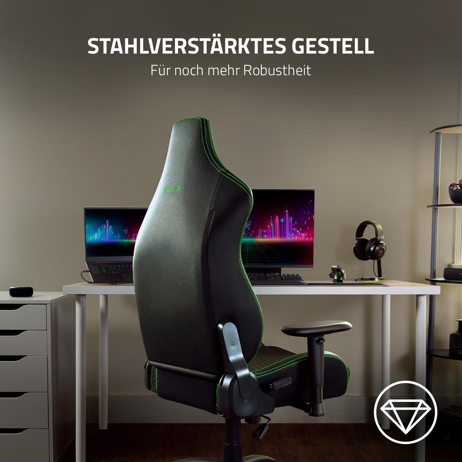 RAZER RAZER ISKUR X (GREEN) - XL Gaming Stuhl, Schwarz/Grün