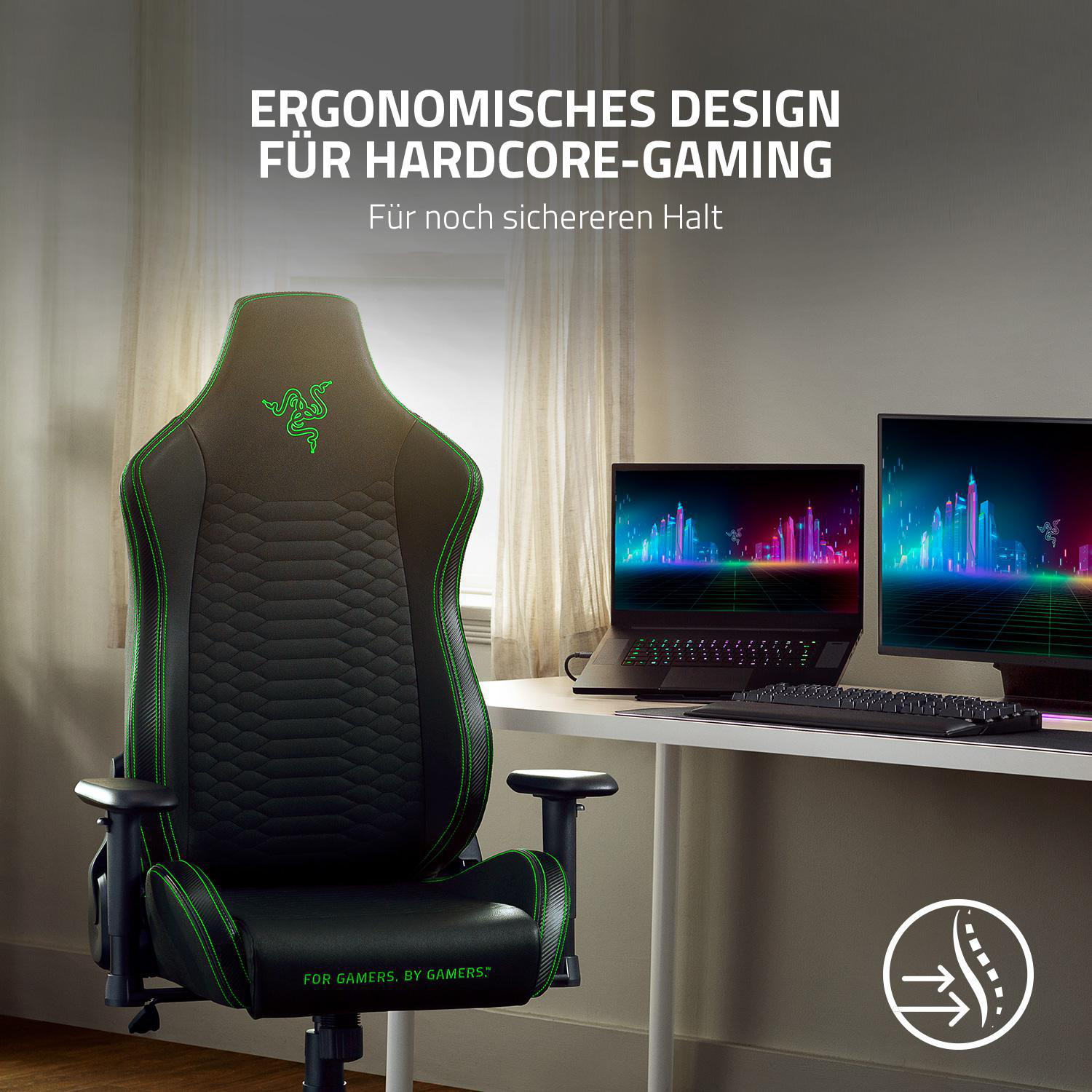RAZER RAZER ISKUR X (GREEN) - XL Gaming Stuhl, Schwarz/Grün