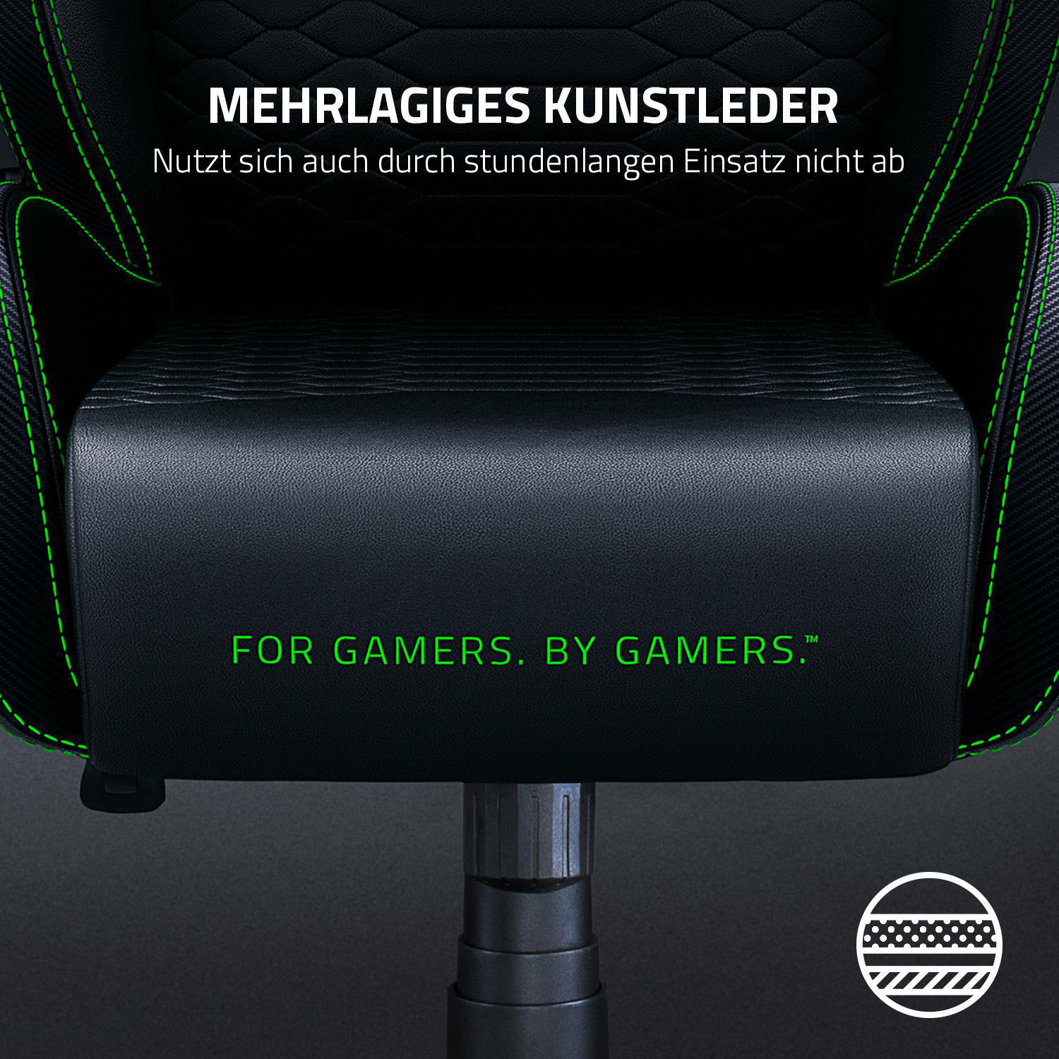 RAZER RAZER ISKUR X (GREEN) - XL Gaming Stuhl, Schwarz/Grün