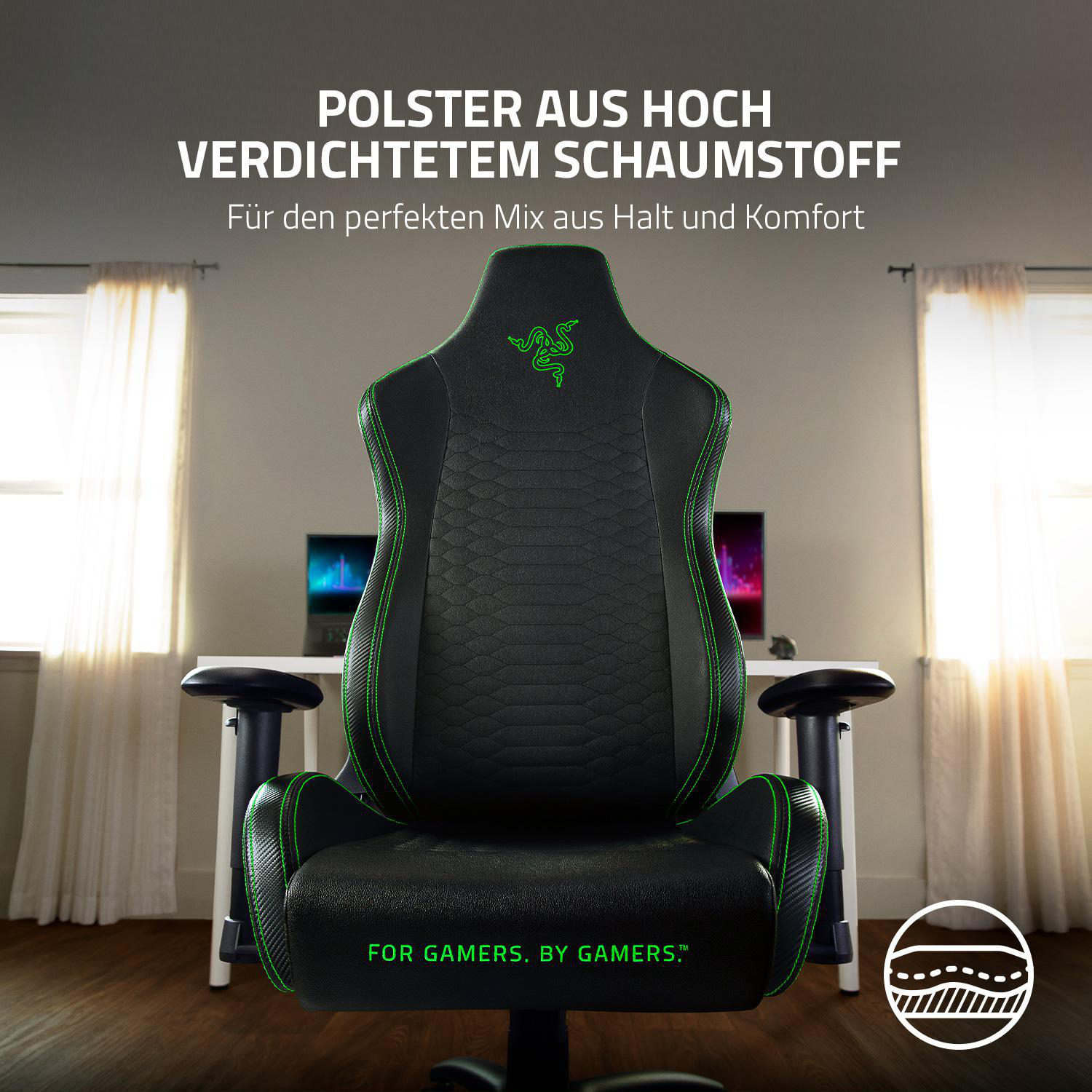 RAZER RAZER ISKUR X (GREEN) - XL Gaming Stuhl, Schwarz/Grün