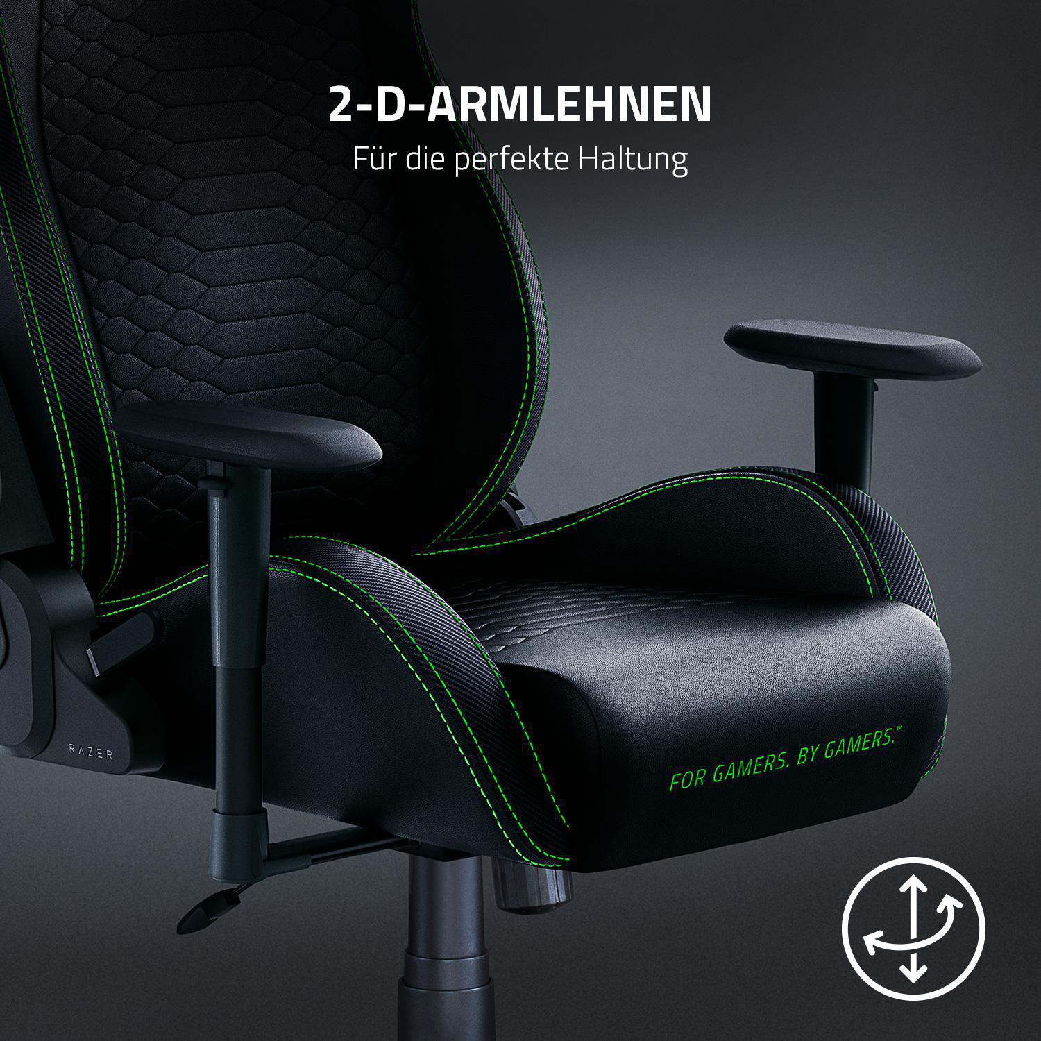 RAZER RAZER ISKUR X (GREEN) - XL Gaming Stuhl, Schwarz/Grün