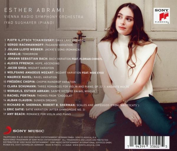 Rückseite des CD-Covers: Frau mit Geige, Titelliste, Sony Music Logo. Brauner Hintergrund.