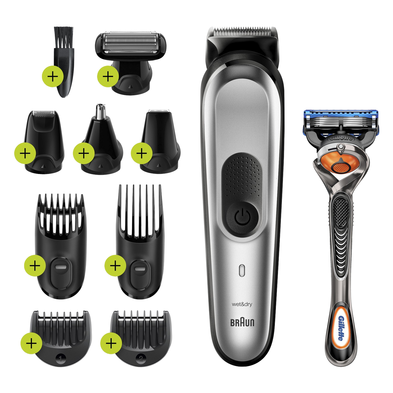 Afeitadora Braun Mgk7220 barba cuerpo y cabello 10 en 1 100 min cuchillas metal inoxnegro recortadora pelo depiladora corporal hombre 7220 gris 8 accesorios