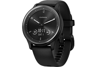 GARMIN vívomove Sport - Hybrid-Smartwatch (125 - 190 mm, Silikon, Schwarz/Schiefergrau)