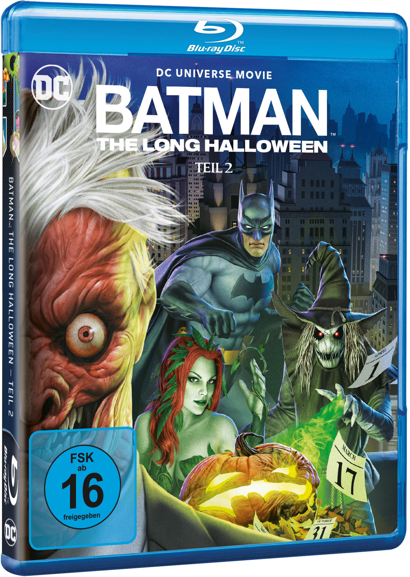 Blu-ray-Cover von 'Batman: The Long Halloween Teil 2'. Batman und Schurken.