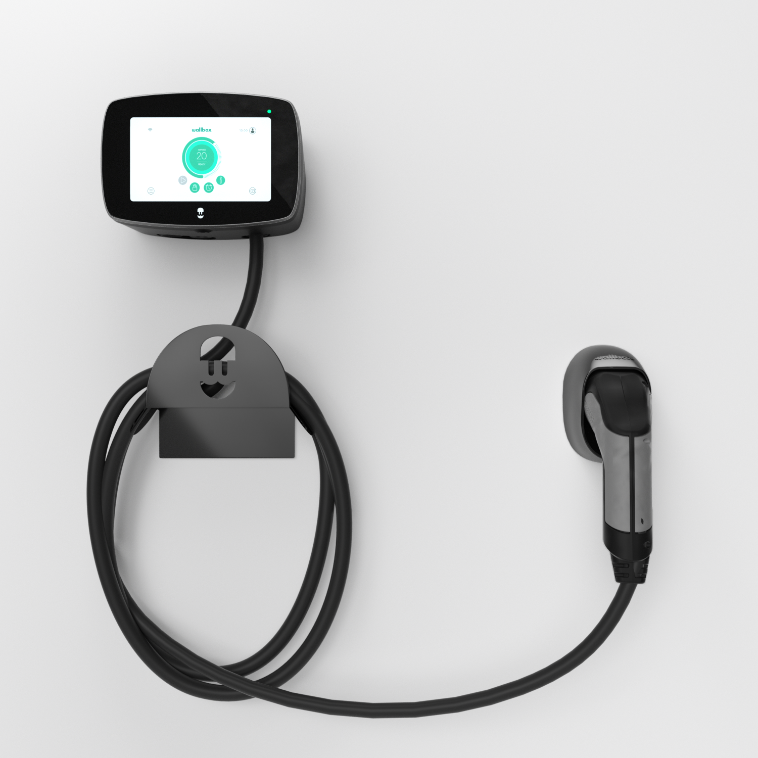 Cargador vehículo eléctrico - Wallbox Copper SB, 7.4 kW, Conector Tipo 2, WiFi, CAT III, IP54/IK10, Negro