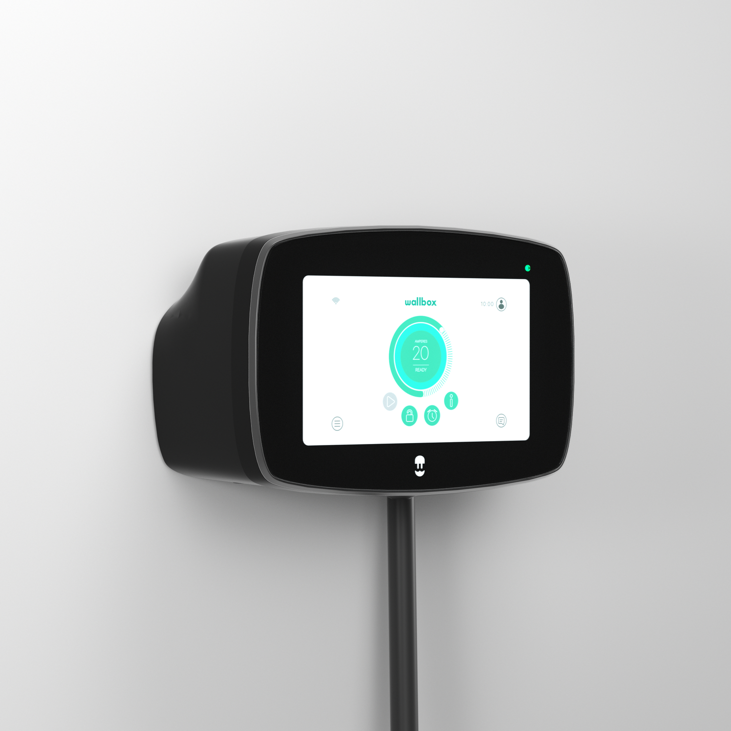 Cargador vehículo eléctrico - Wallbox Copper SB, 7.4 kW, Conector Tipo 2, WiFi, CAT III, IP54/IK10, Negro