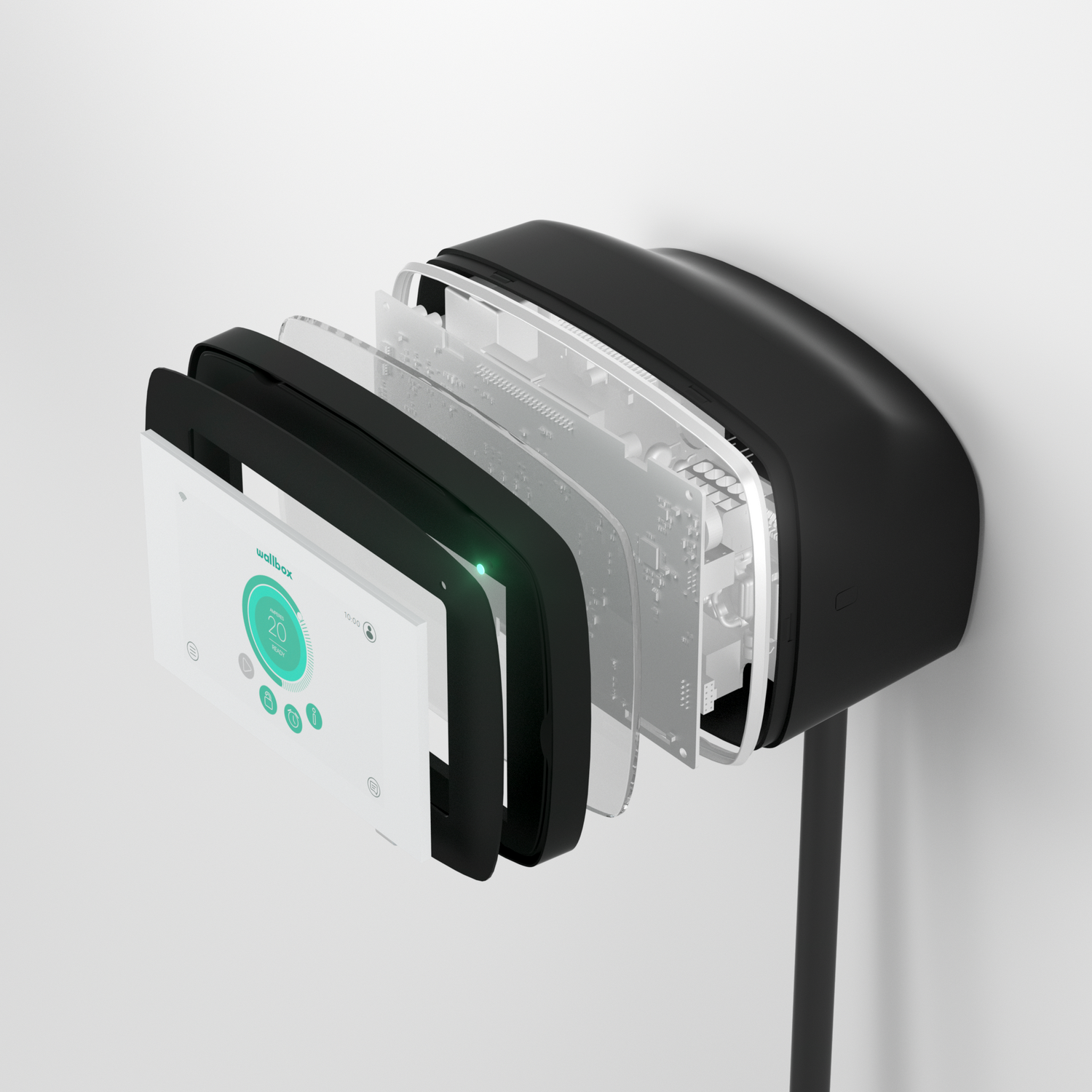 Cargador vehículo eléctrico - Wallbox Copper SB, 7.4 kW, Conector Tipo 2, WiFi, CAT III, IP54/IK10, Negro