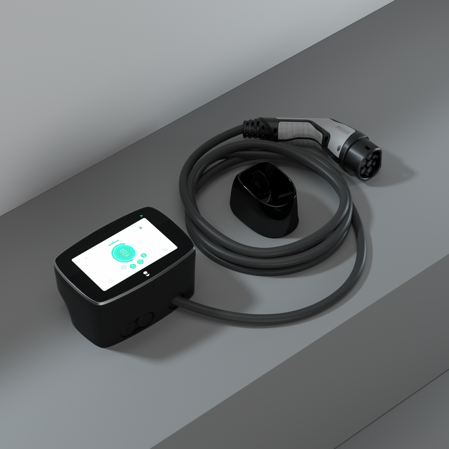 Cargador vehículo eléctrico - Wallbox Copper SB, 7.4 kW, Conector Tipo 2, WiFi, CAT III, IP54/IK10, Negro