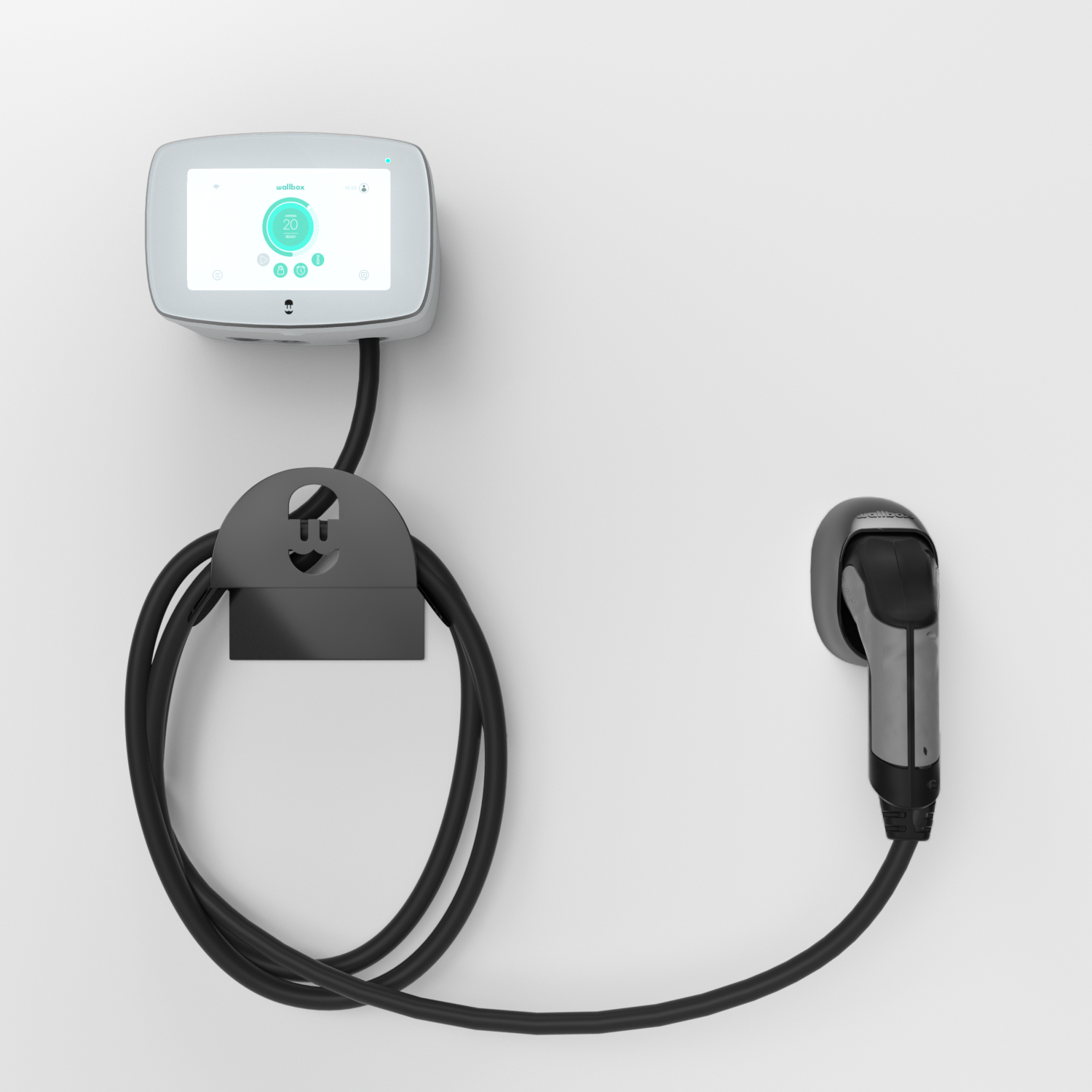 Cargador vehículo eléctrico - Wallbox Commander 2, 7.4 kW, Conector Tipo 2, Modo 3, WiFi, IP54/IK10, Blanco