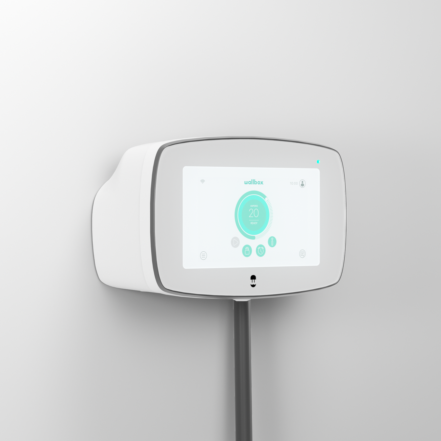 Cargador vehículo eléctrico - Wallbox Commander 2, 7.4 kW, Conector Tipo 2, Modo 3, WiFi, IP54/IK10, Blanco