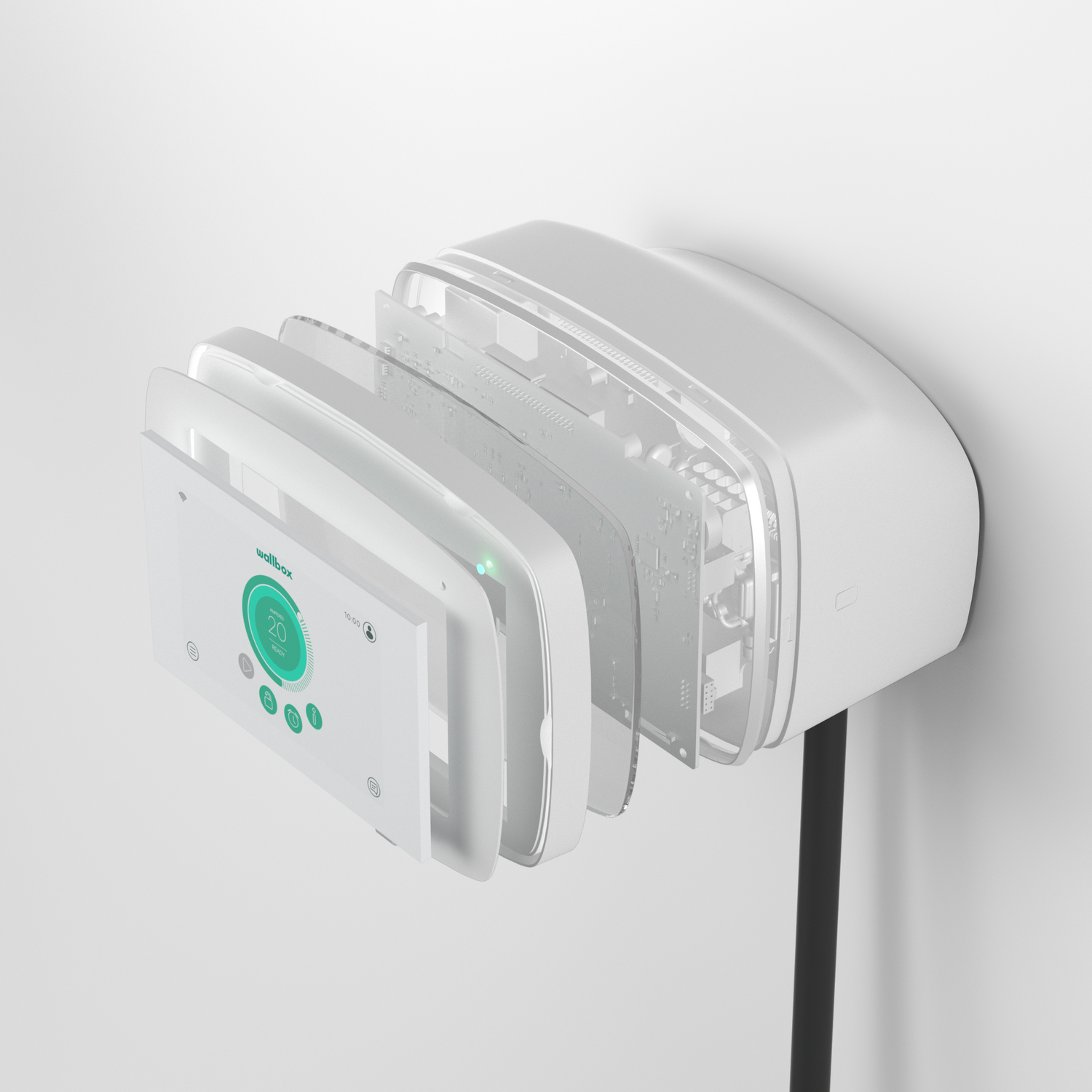 Cargador vehículo eléctrico - Wallbox Commander 2, 7.4 kW, Conector Tipo 2, Modo 3, WiFi, IP54/IK10, Blanco
