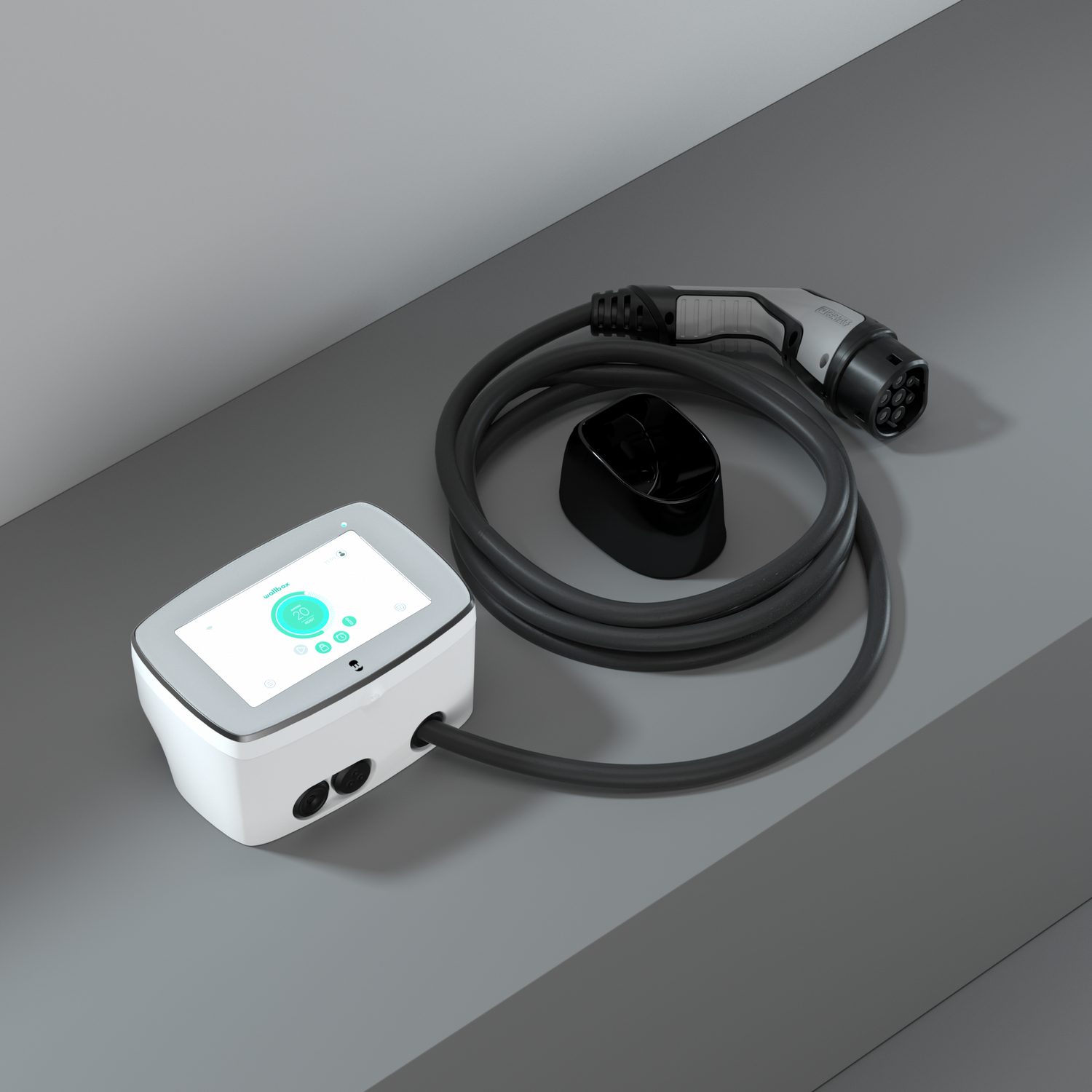 Cargador vehículo eléctrico - Wallbox Commander 2, 7.4 kW, Conector Tipo 2, Modo 3, WiFi, IP54/IK10, Blanco