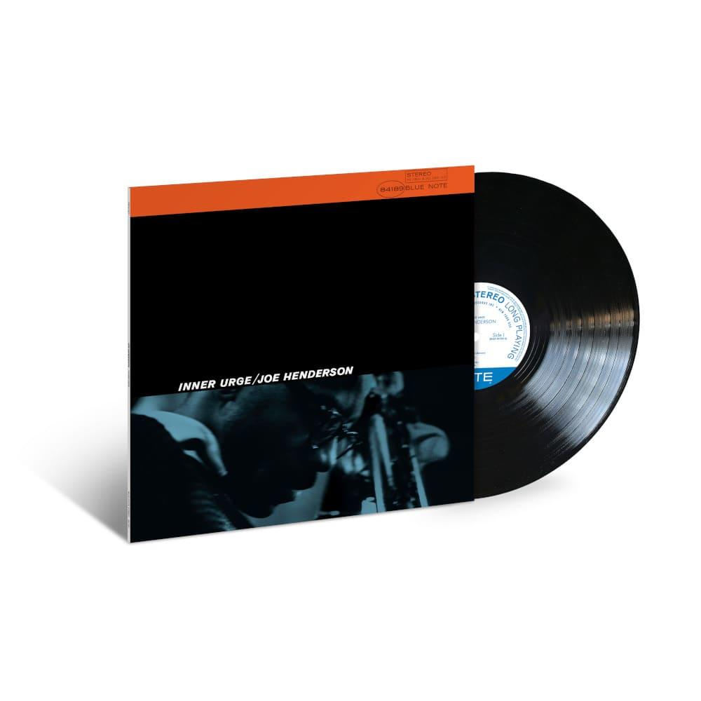 Albumcover mit Schallplatte. Cover-Art: Schwarz mit weißem Text 'INNER URGE/JOE HENDERSON'.