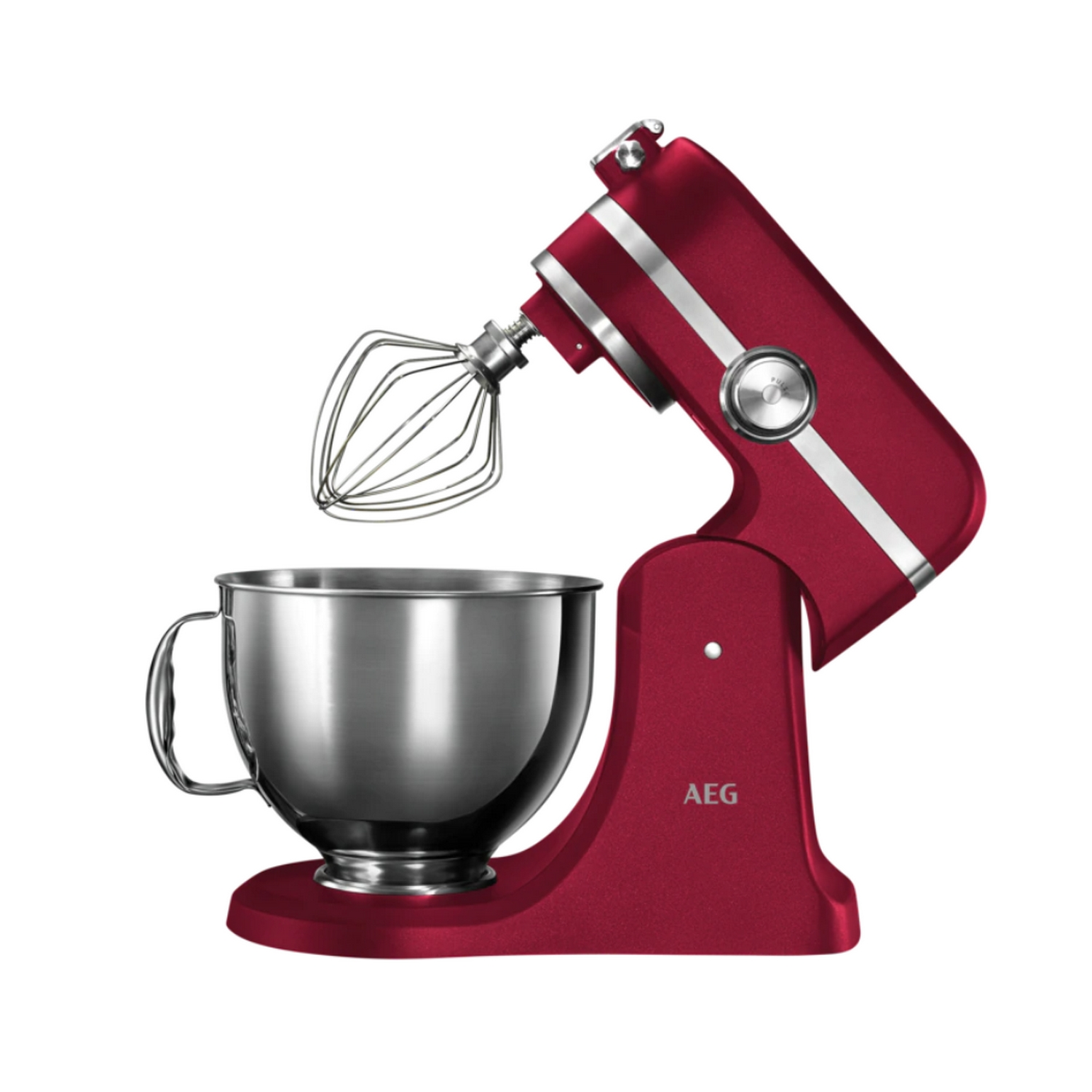 Robot de cocina - AEG KM5520, 1200 W, Dos Boles 2.9 l - 4.8 l, 10 Velocidades, 211 rpm, Luz LED, Rojo