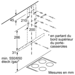 Un dessin technique avec des mesures et des dimensions, probablement pour l'installation de la cuisine.