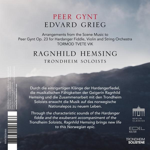 Albumcover mit Text: Peer Gynt von Edvard Grieg, und eine Berglandschaft.