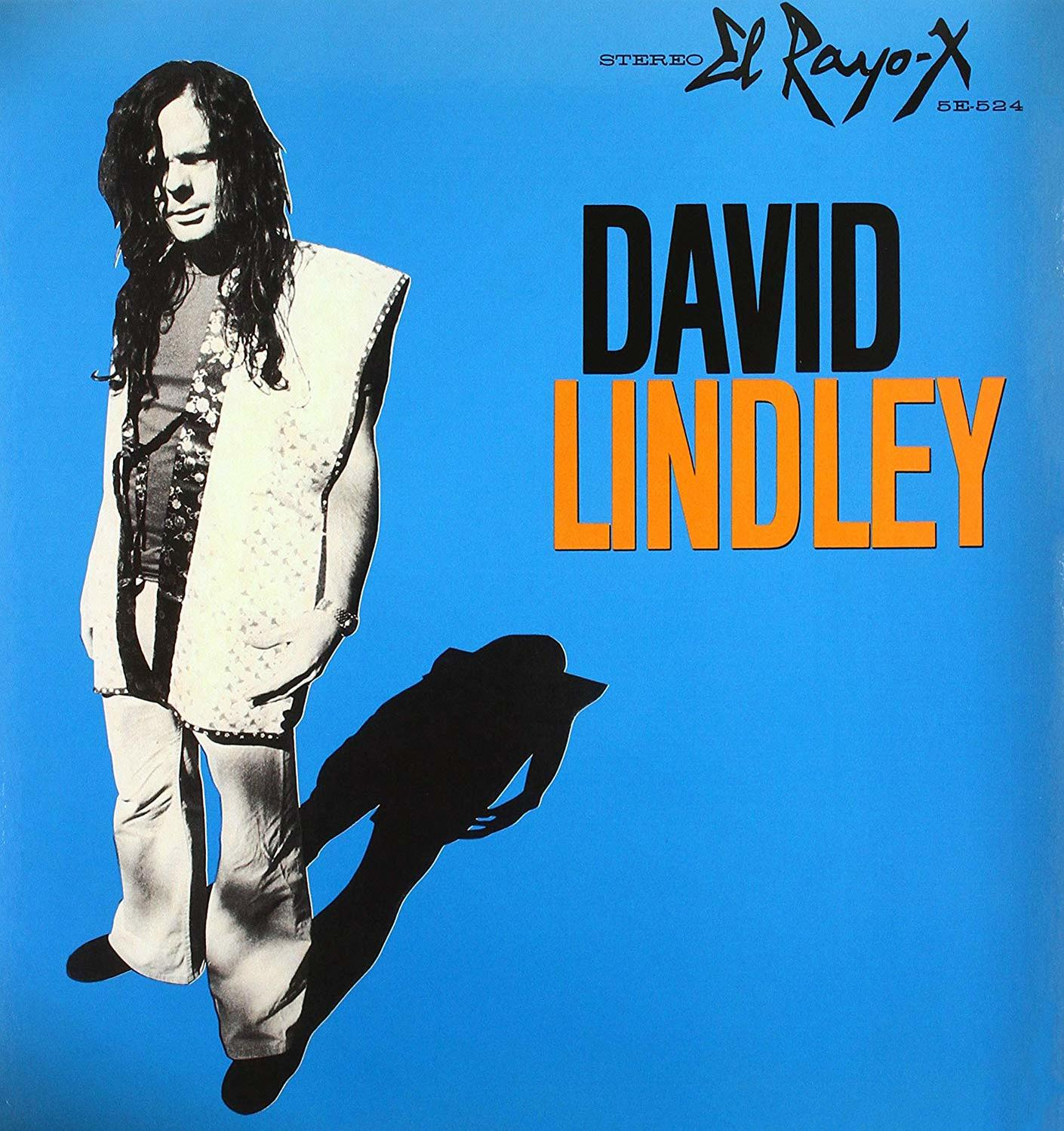 David Lindley albumborító, fehér köntösös férfival. Kék háttér.