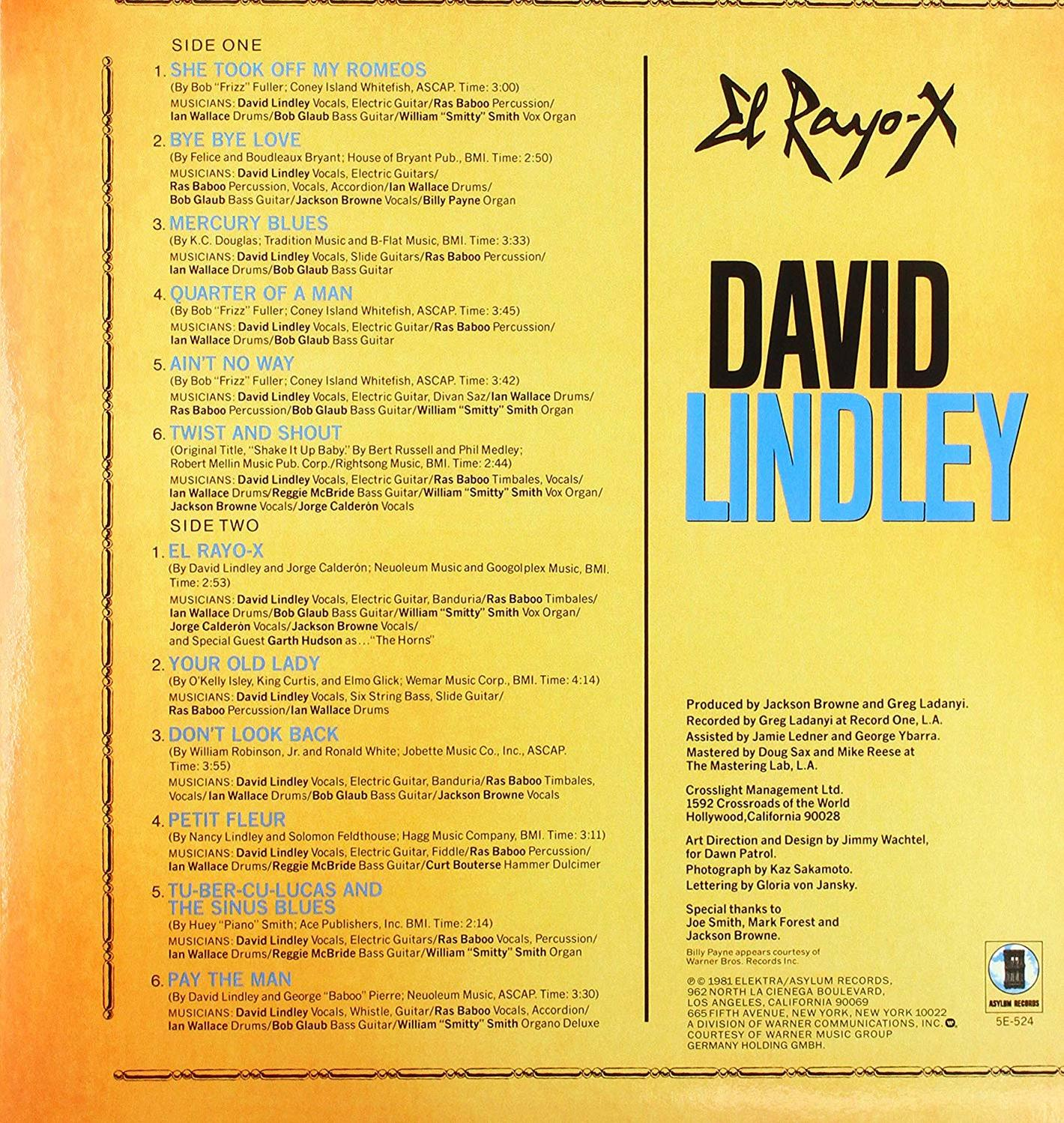 Egy albumborító bal oldalon szöveggel, jobb oldalon egy stilizált 'El Rayo-X'.