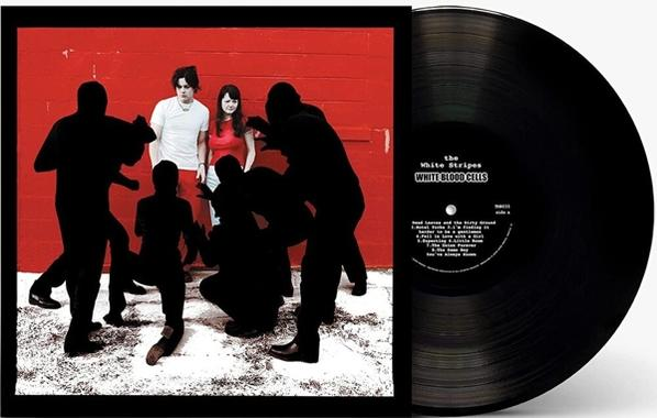 A The White Stripes 'White Blood Cells' album borítója és fekete bakelit.