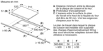 Diagramme montrant les dimensions d'une découpe pour table de cuisson ; mesures en millimètres.