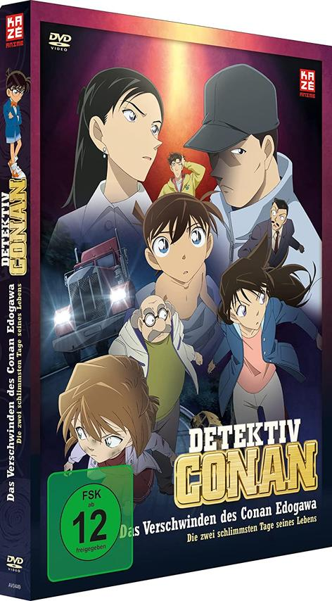 DVD-Cover mit Detektiv Conan-Charakteren: Conan, andere Figuren und ein Lastwagen im Hintergrund.