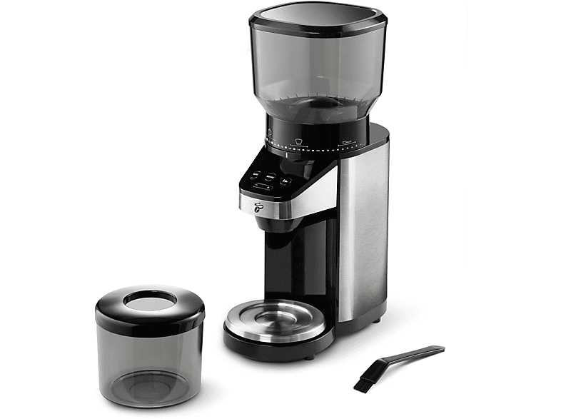 TCHIBO Elektrische Kaffeemühle mit Waage 160 Watt, Kegelmahlwerk Silber/Schwarz