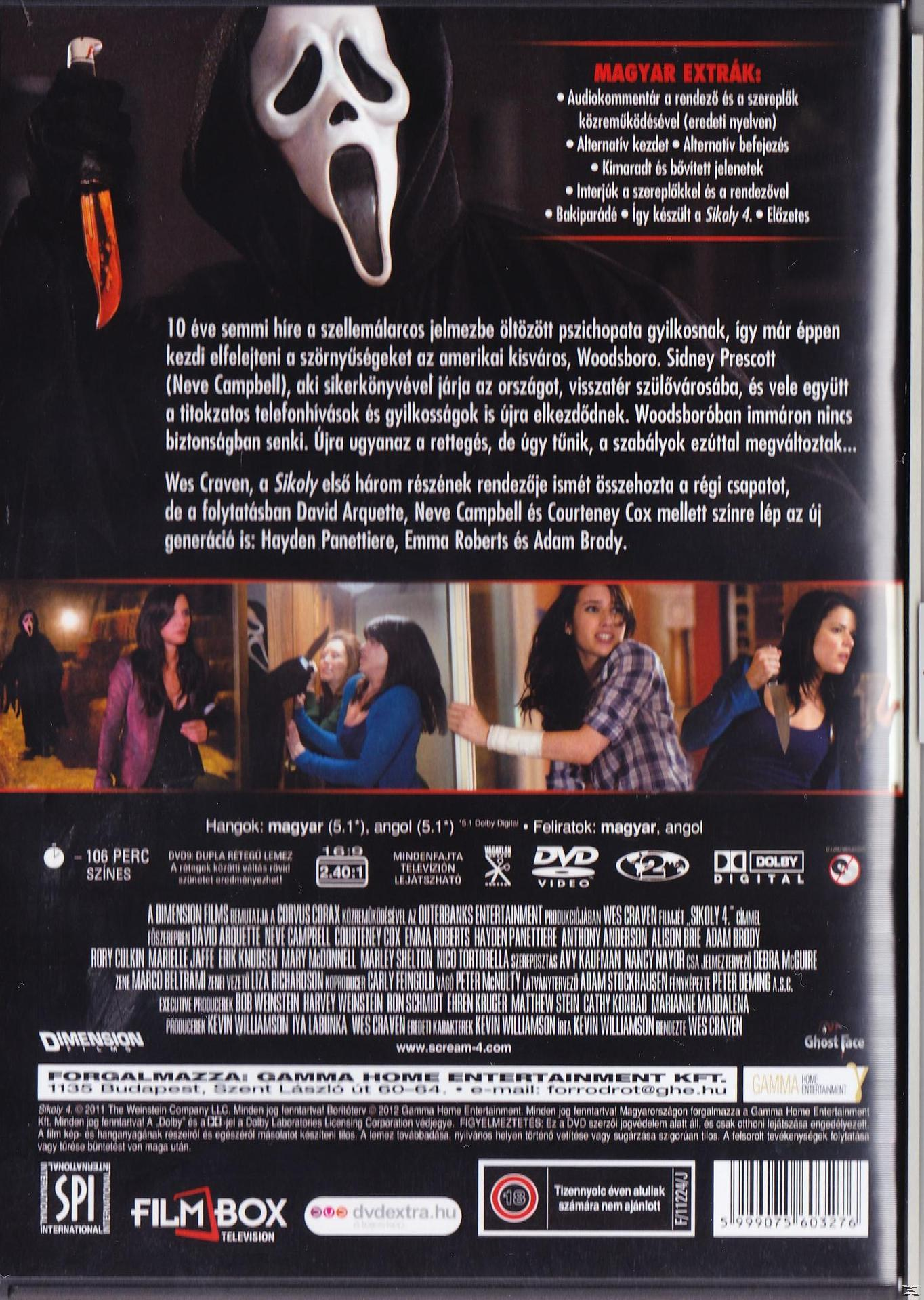 A Scream című film DVD-tokja, rajta fehér maszkkal.