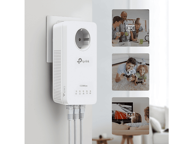 TP-LINK Powerline TL-WPA1300P Kit, AV1300-AC1200, Gigabit WLAN, Weiß — Foto 2 von 3