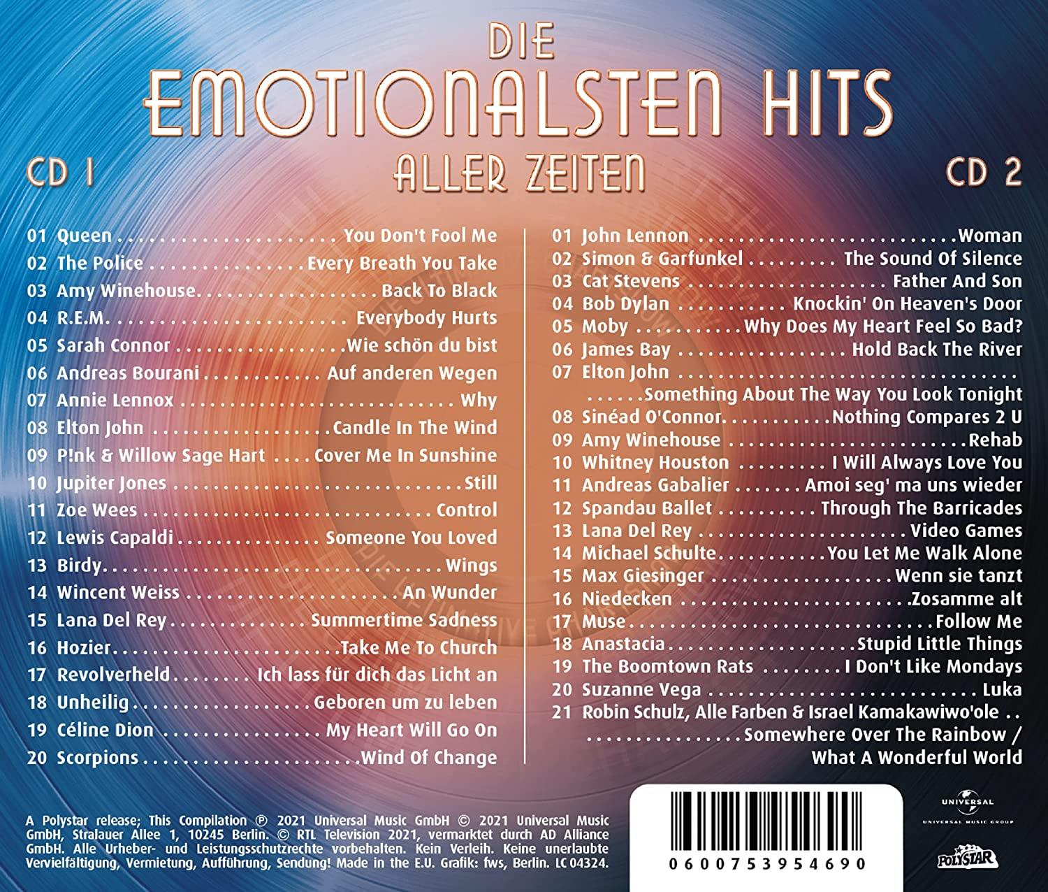 CD-Cover mit einer Liste von Liedern und Künstlern.
