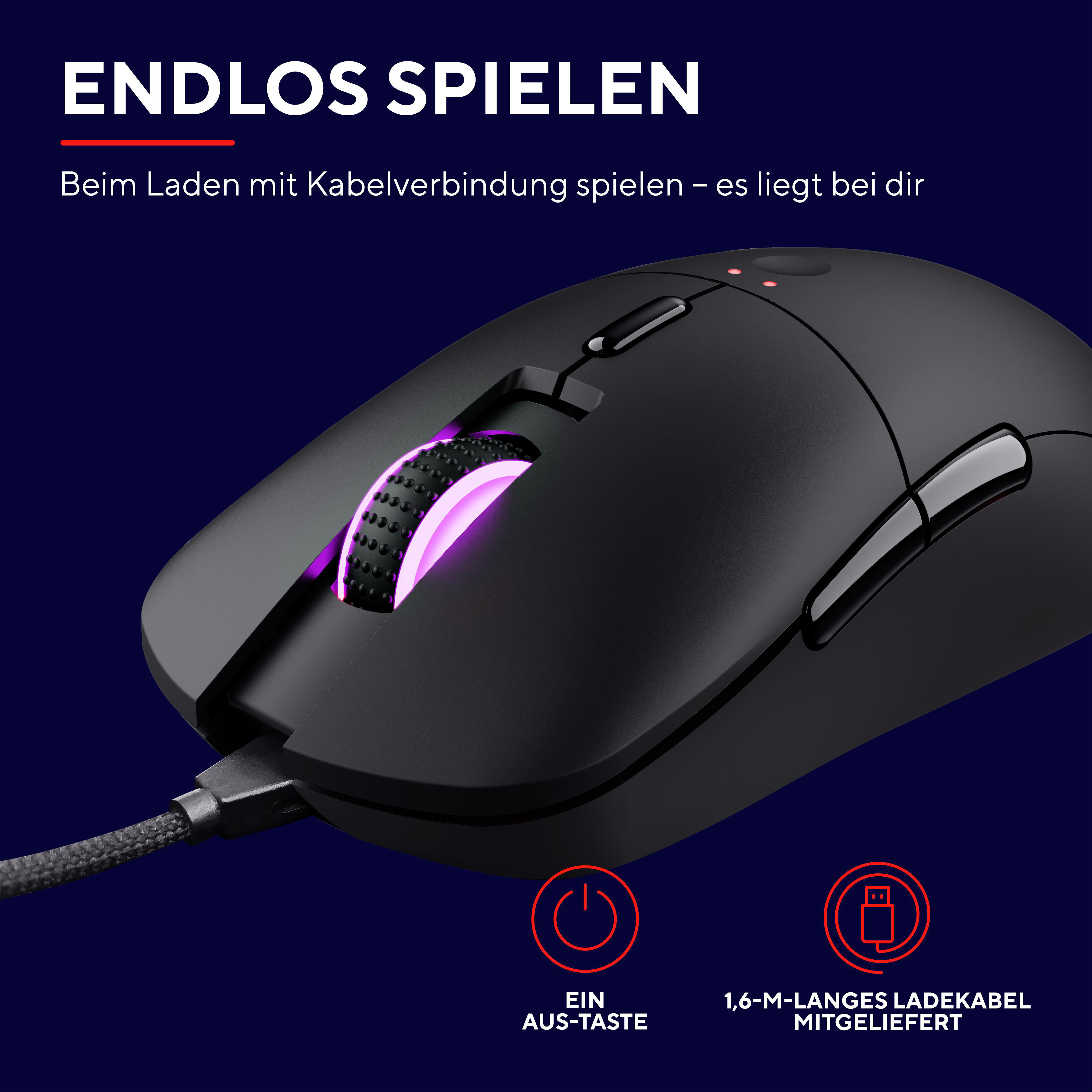 Maus, Wireless GXT RGB TRUST Redex Gaming Schwarz 980