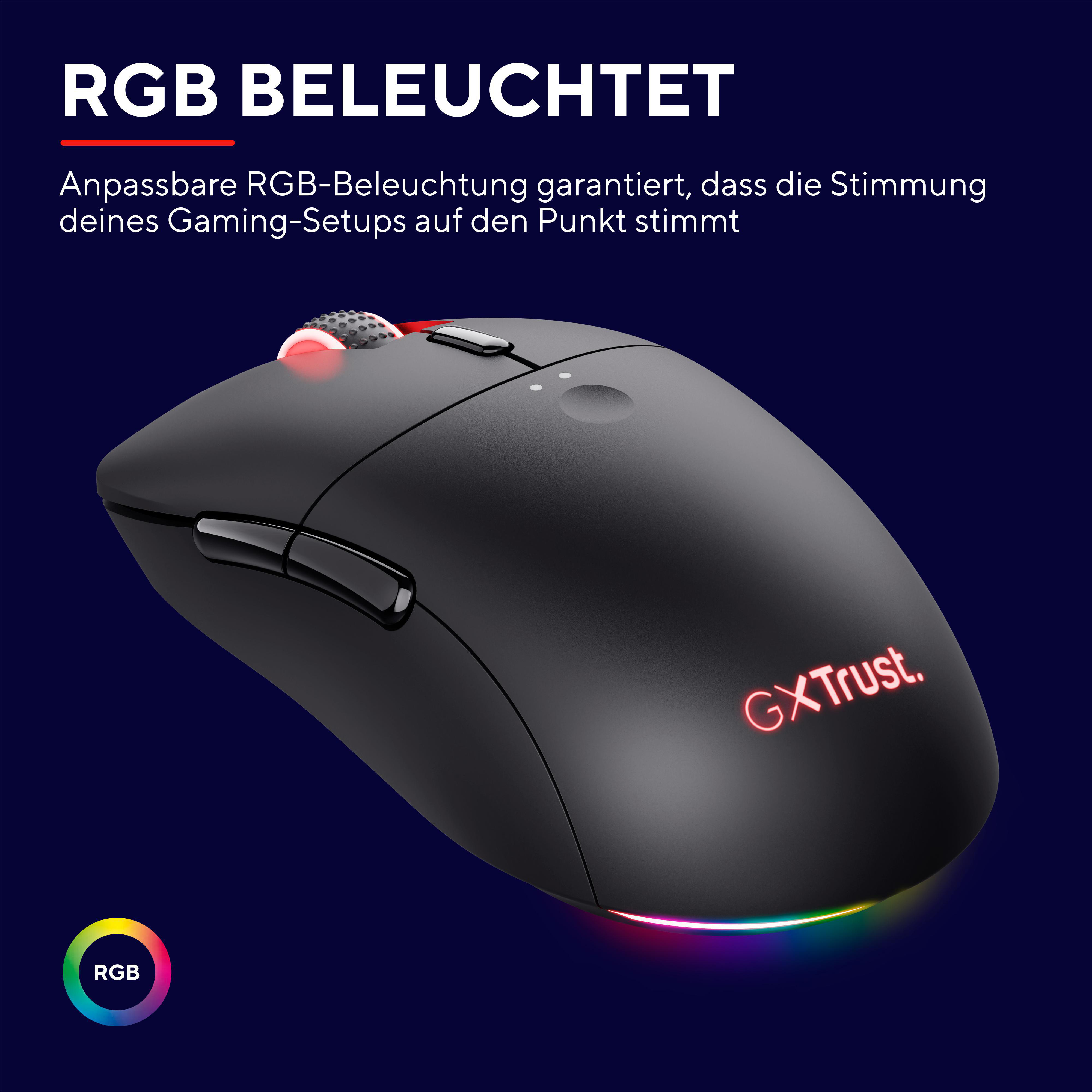 Maus, Wireless GXT RGB TRUST Redex Gaming Schwarz 980