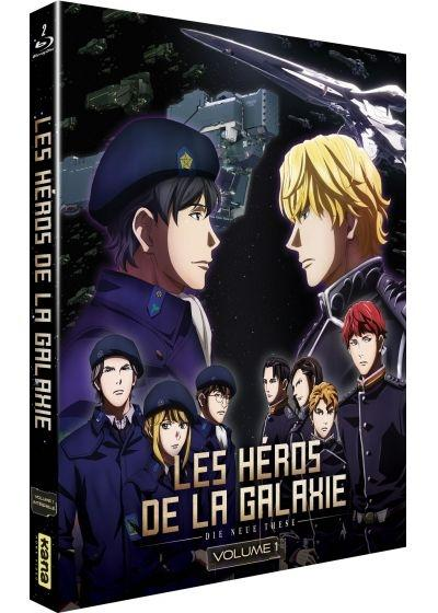 Anime DVD cover. Two men face each other. Text: Les Heros de la Galaxie.
