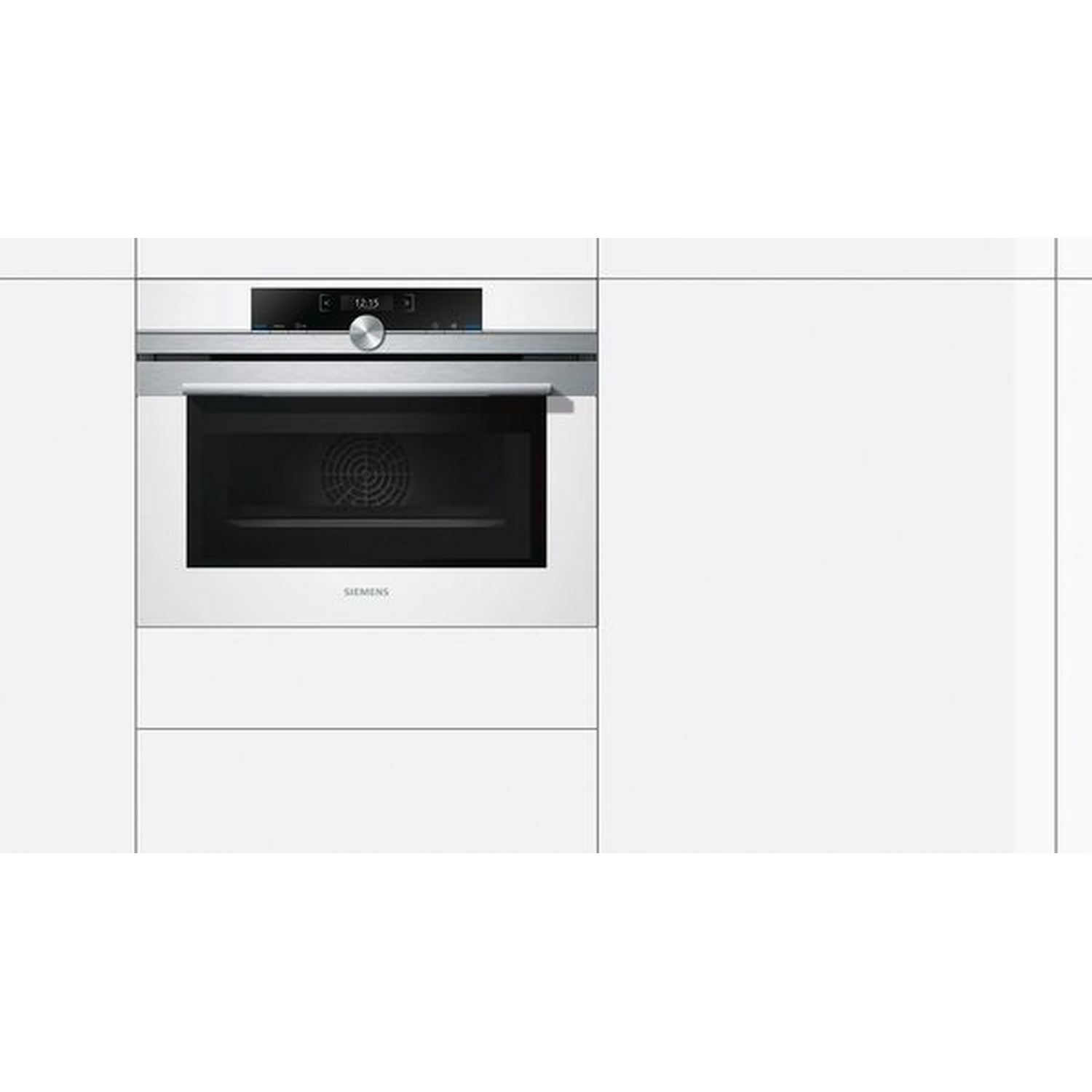 Horno - Siemens CM633GBW1, Integrable, 45 l, 3650 W, Eléctrico, Con microondas, Blanco