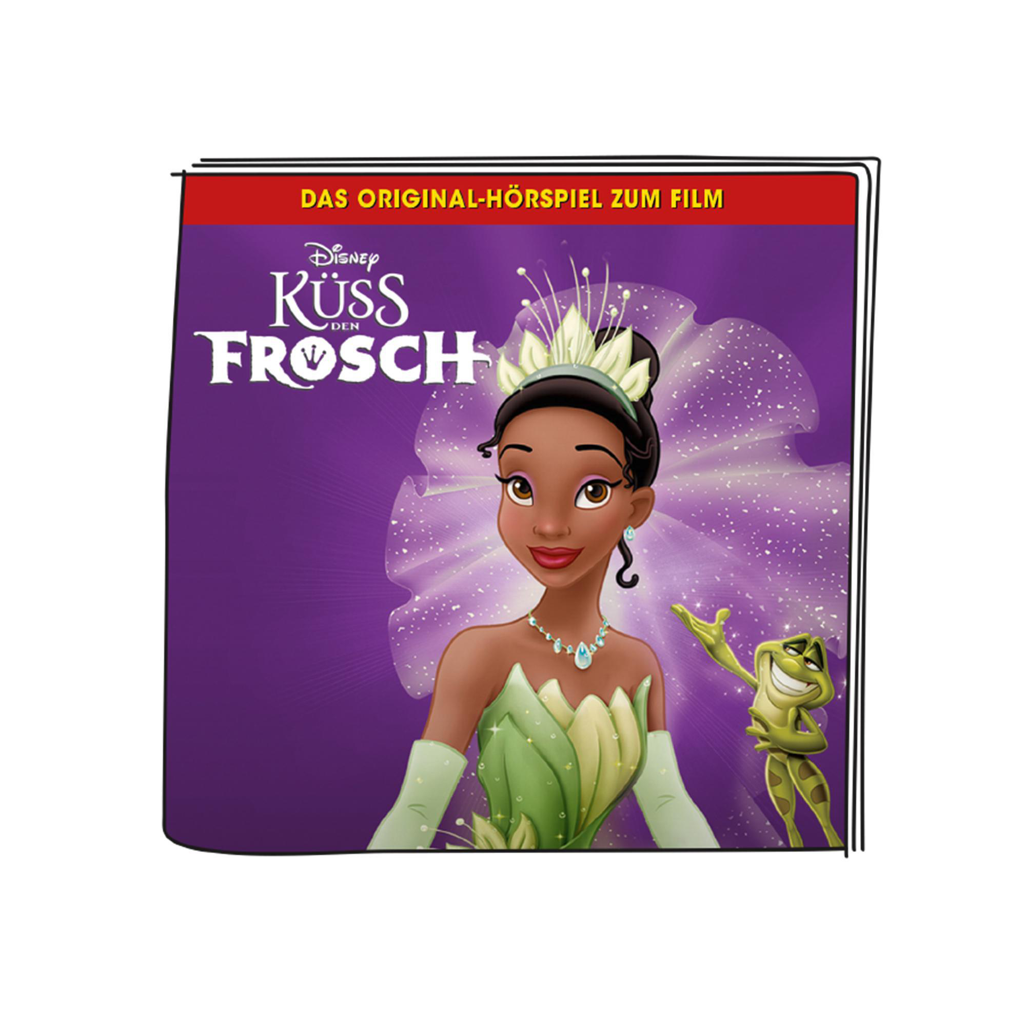 Ein Cartoon-Cover von Disneys Küss den Frosch, mit Tiana und einem Frosch.