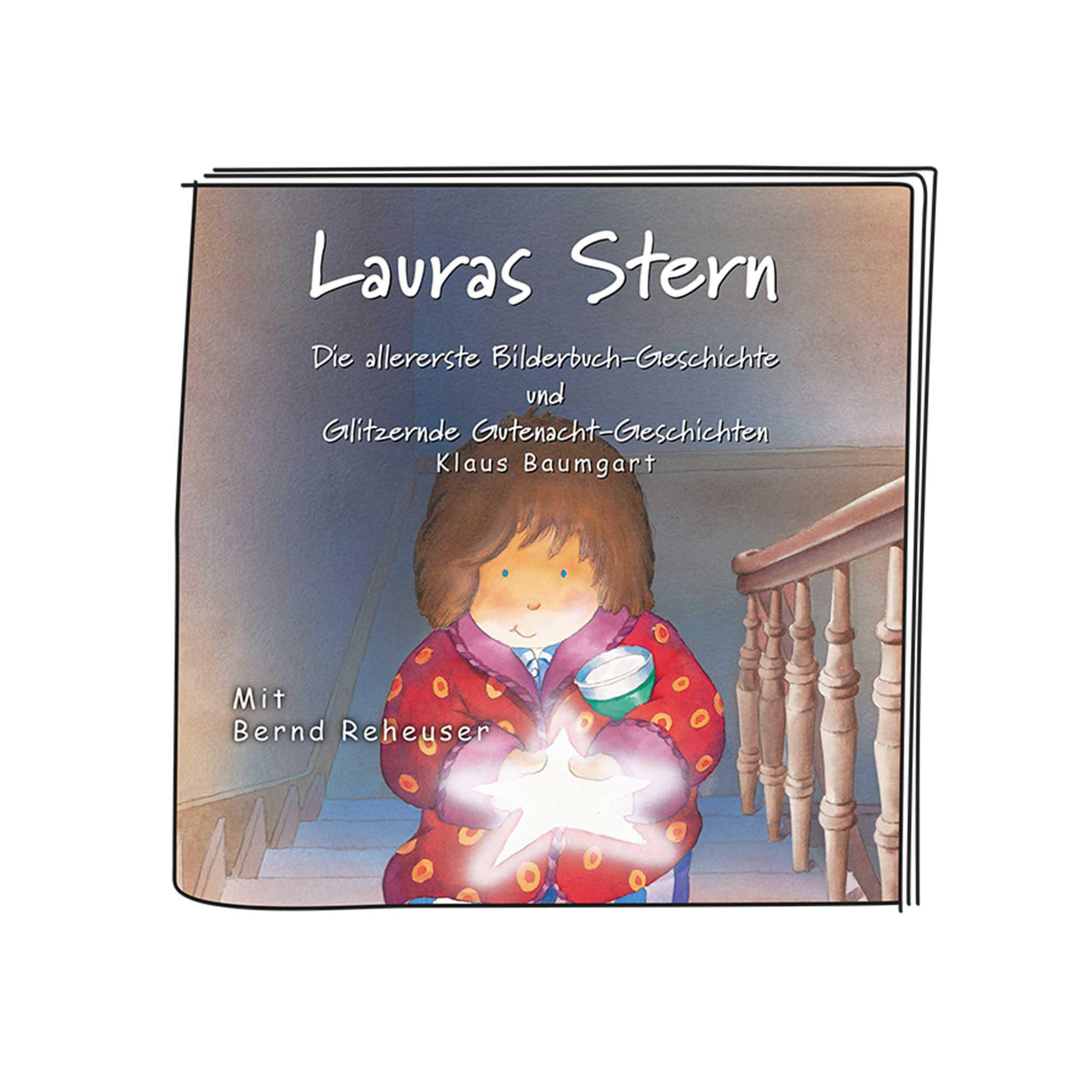 Buchcover: ein Kind, das einen Stern hält. Der Text lautet 'Lauras Stern' und der Name des Autors.