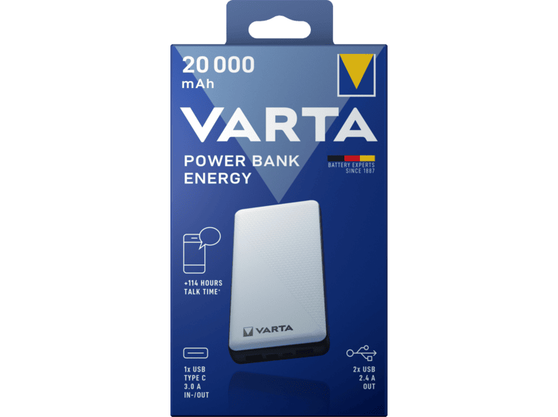 Superioriteit Gevangenisstraf vrouwelijk VARTA Powerbank Energy 20000 mAh - MediaMarkt online vásárlás