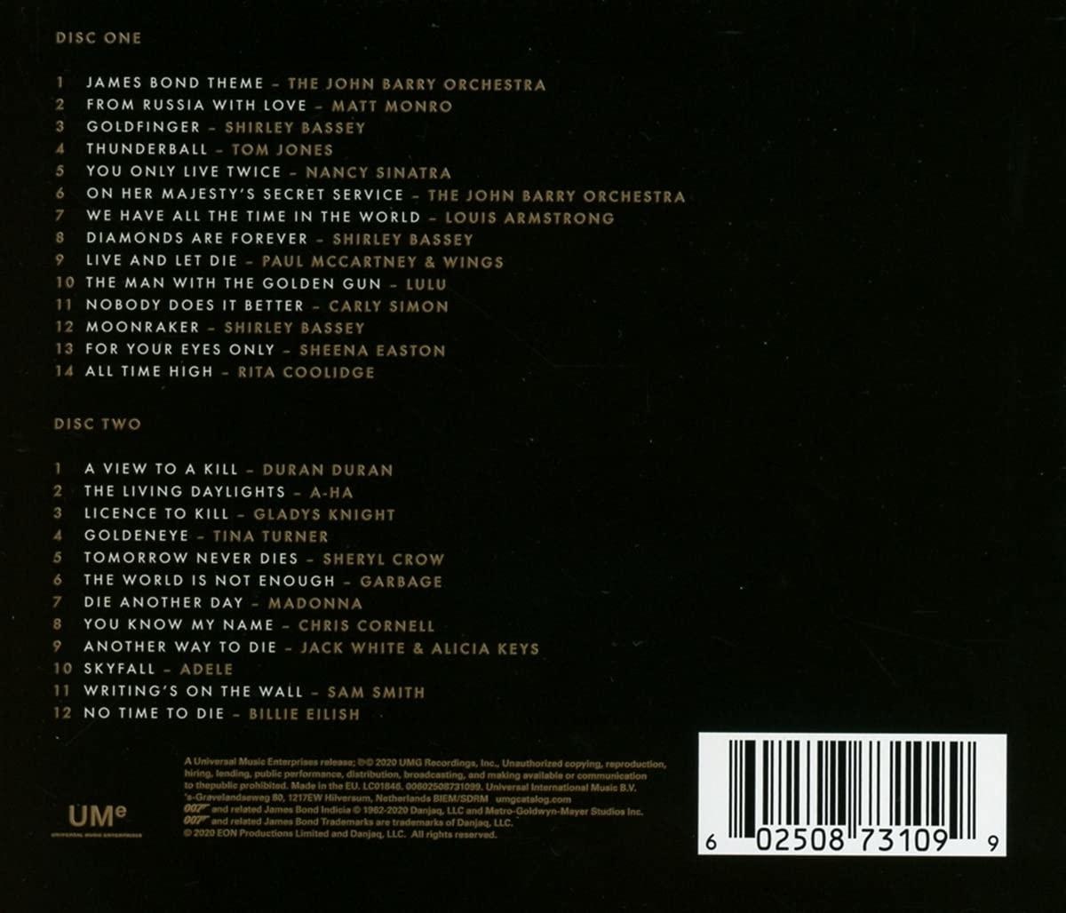 CD borító dalok listájával, előadók neveivel és vonalkóddal alul.