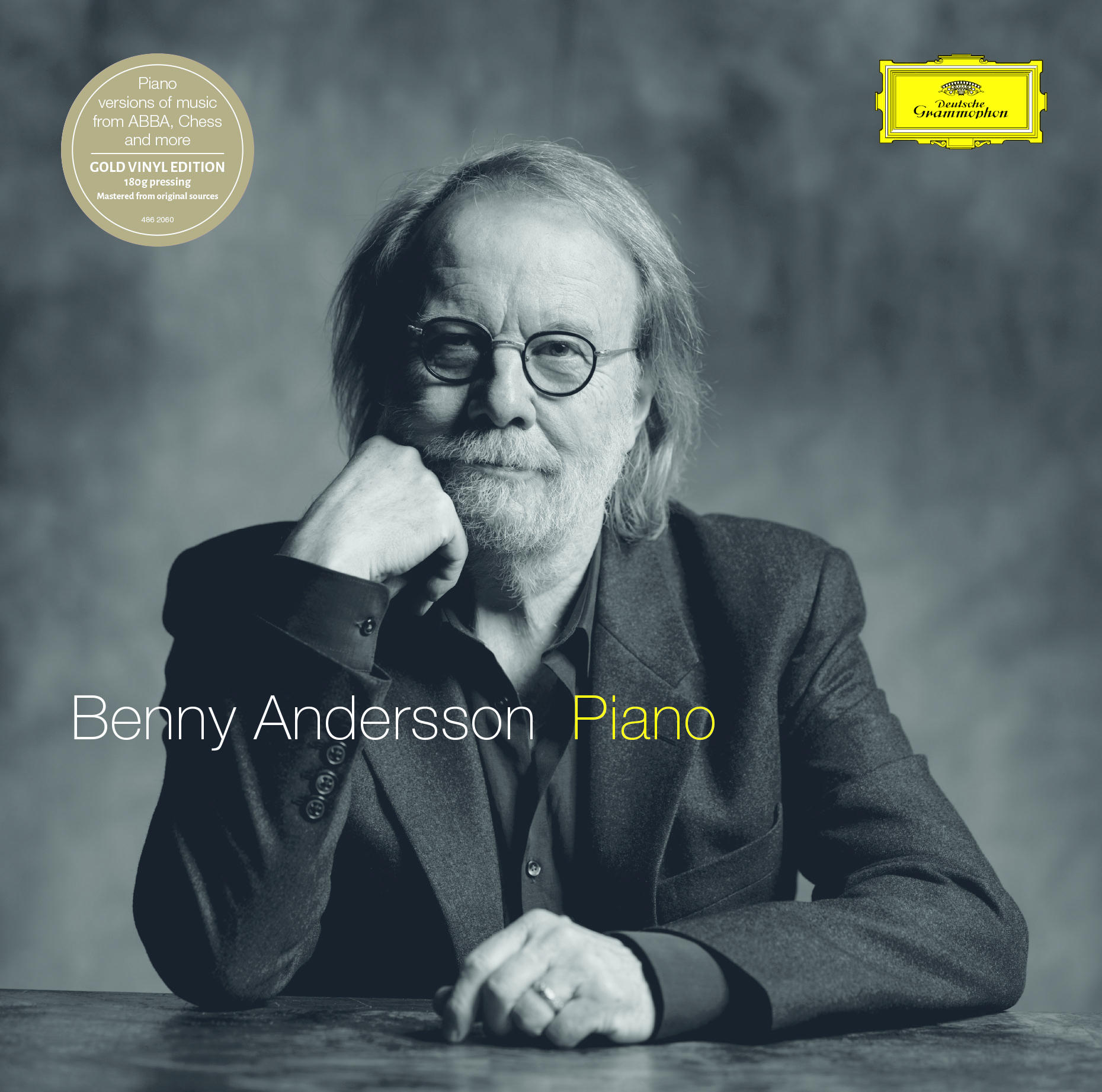 Benny Andersson album borító, fekete-fehér, szöveggel, szemüveggel.