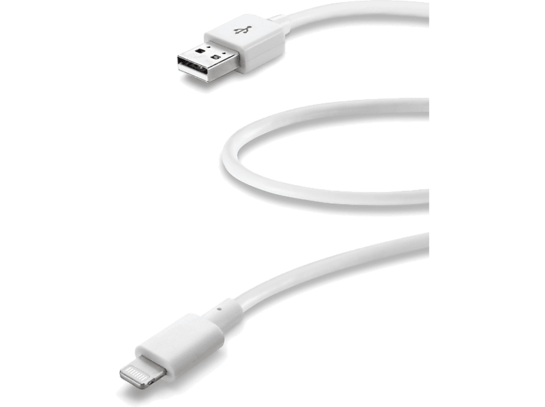 Cable USB a Lightning - CellularLine, Lightning, USB-A, 60 cm, 12 W, Blanco