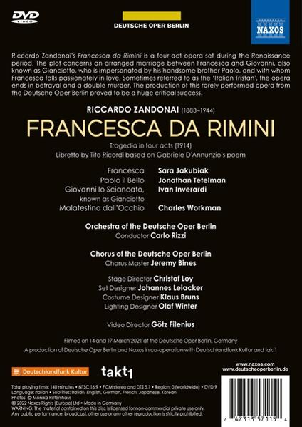 Various Artists, Orchestra Of The Deutsche Oper Berlin, Chorus Of The Deutsche Oper Berlin - Francesca da Rimini  - (DVD)