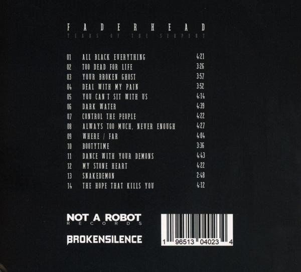 Album-Trackliste mit Songtiteln. Der Text ist weiß auf schwarzem Hintergrund.