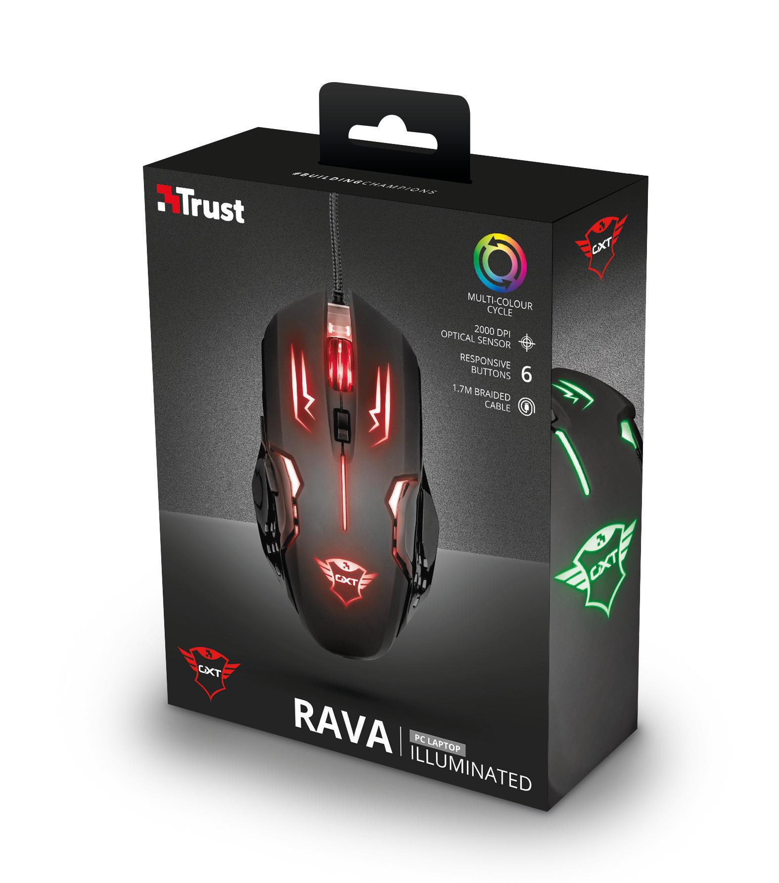 TRUST GXT 108 Rava Gaming Maus, Schwarz