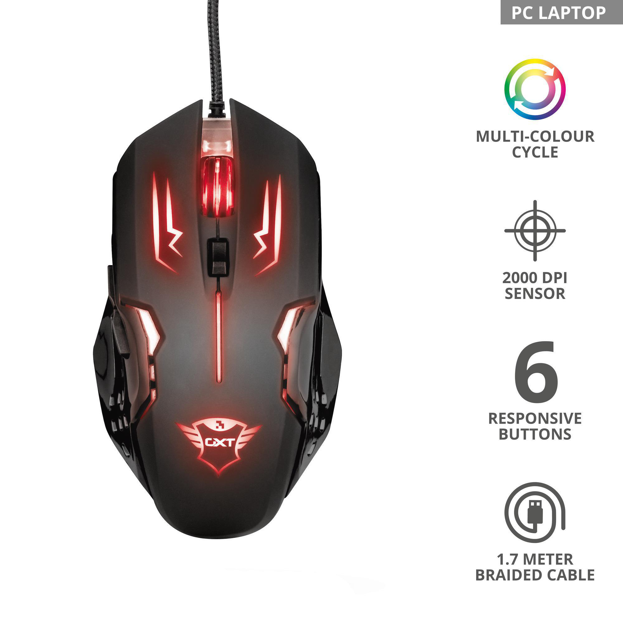 TRUST GXT 108 Rava Gaming Maus, Schwarz