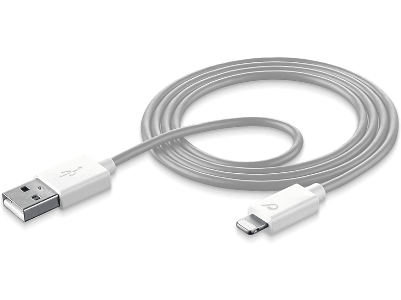 Cable USB a Lightning - CellularLine, Lightning, 100 cm, 12 W, Blanco