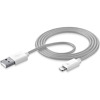 Adaptador de USB a Lightning - CellularLine USBDATAMFISMARTW, Cable de datos y carga, 1m, Blanco